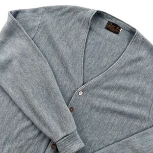 VTG 70s JCPenney Cardigan Sweater Mens XL Tall Blue Orlon Acrylic Knit Retro Dad